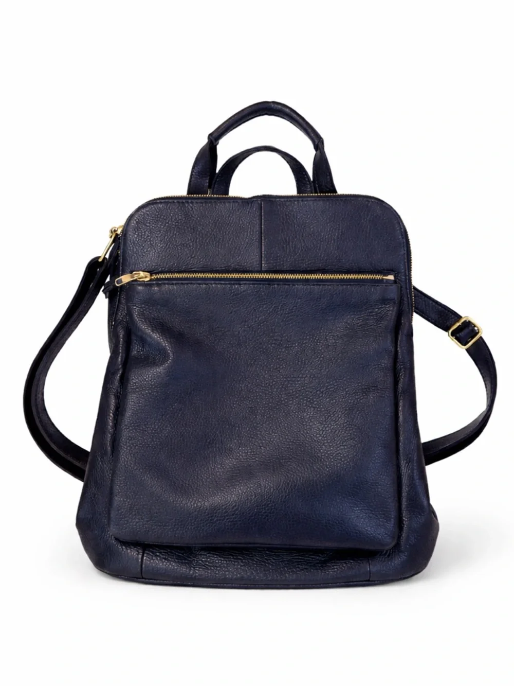 L. Credi Navy Blue Genuine Leather Backpack Made in Italy Pebbled Leather Bag